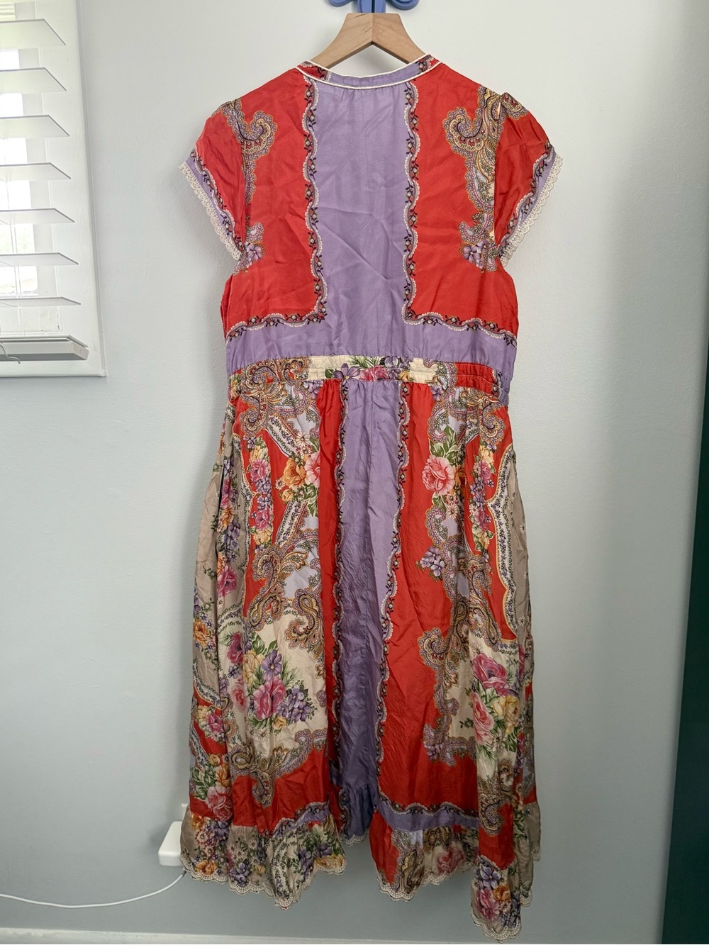 Johnny Was Medium Markel Lucy Tie Dress Silk Orange Purple Floral Boho Gypsy - Picture 4 of 11